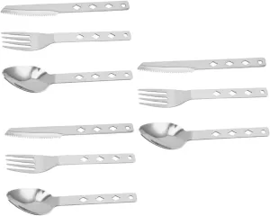 BESPORTBLE 3 Sets Folding Picnic Tableware Stainless Steel Cutlery Set for Family