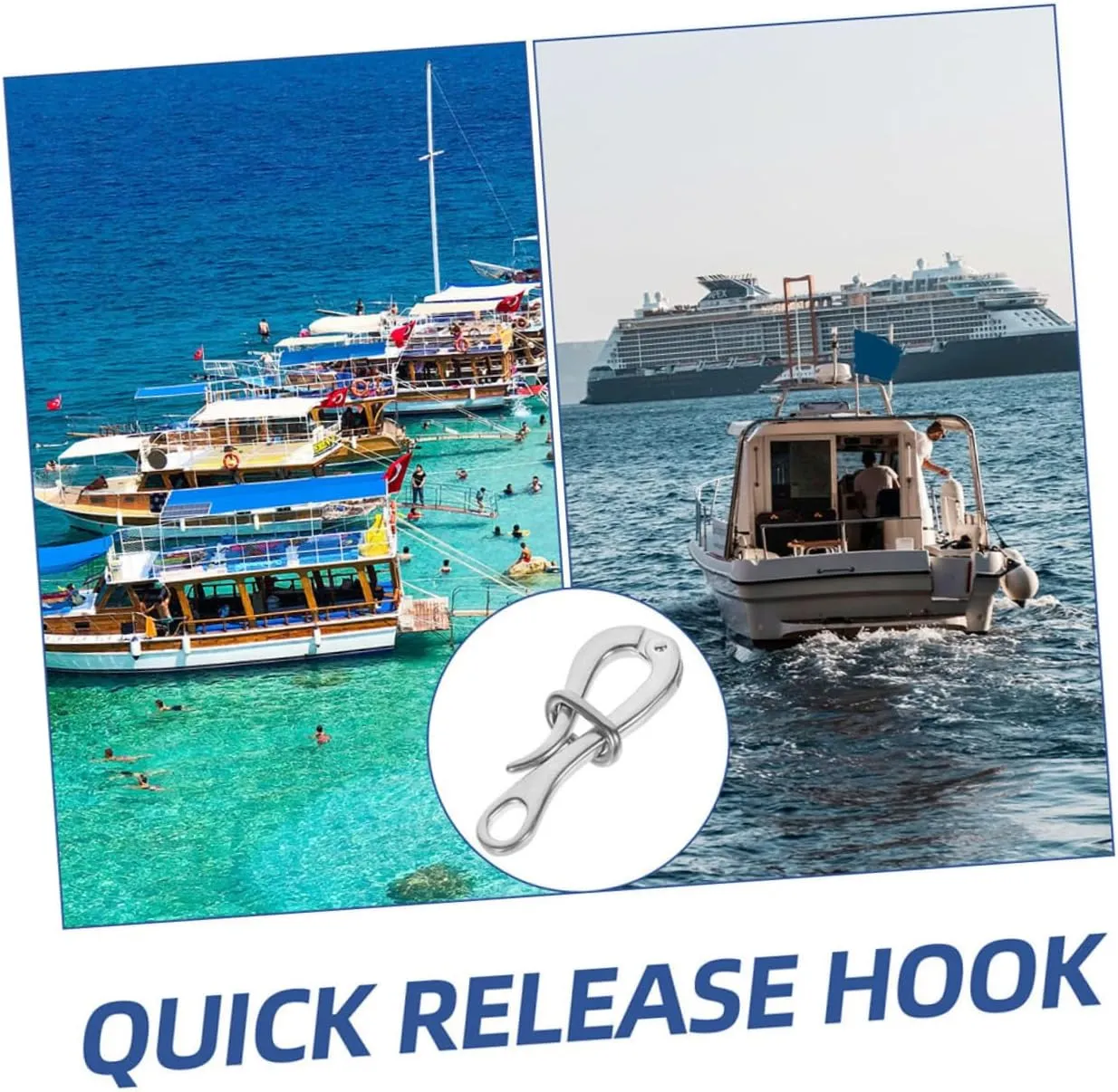 BESPORTBLE Quick Release Hook Chain Snap Carabiner Bungee Cord Over The Door Hanger Heavy Duty Marine Rope Launcher