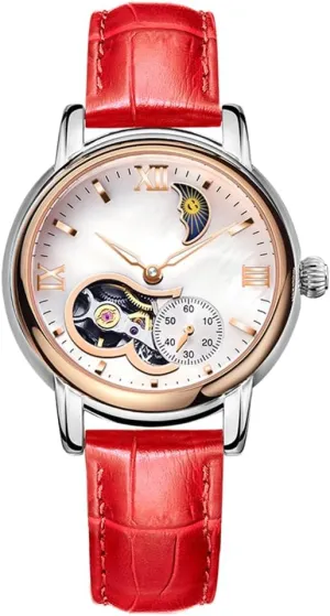 BESTKANG Automatic Women Watches Tourbillon Dress Wrist Watches Moon Phase Waterproof Luminous