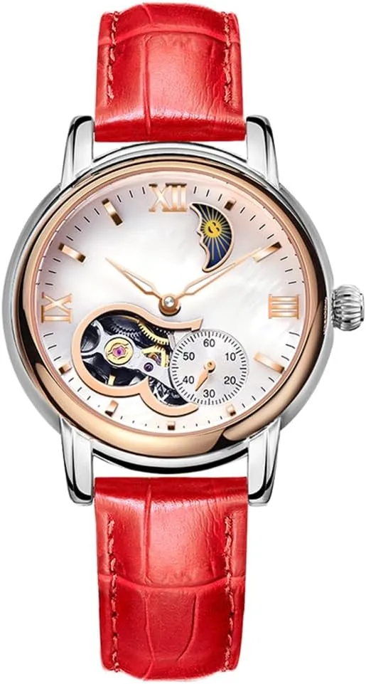 BESTKANG Automatic Women Watches Tourbillon Dress Wrist Watches Moon Phase Waterproof Luminous