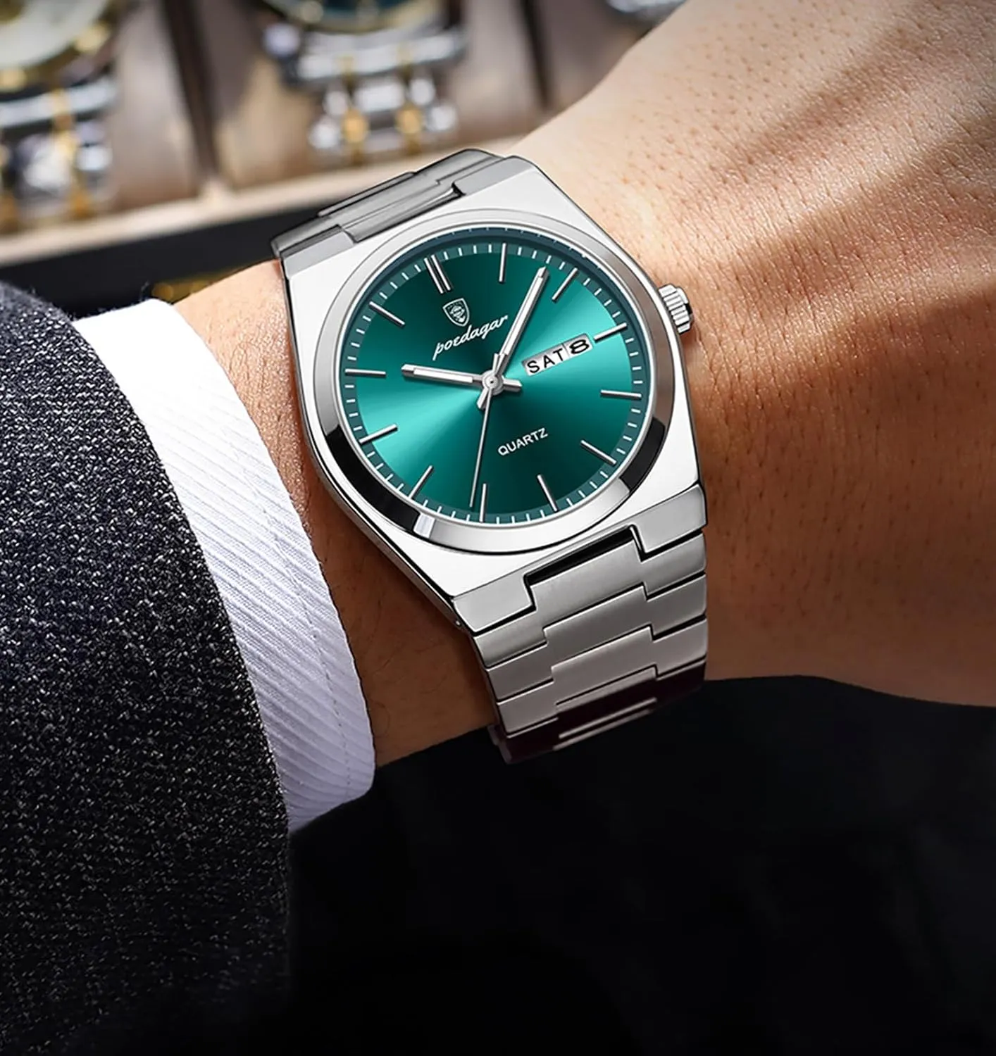 BESTKANG Classic Men Casual Stainless Steel Analog Quartz Waterproof Date Dress Men's Wrist Watches