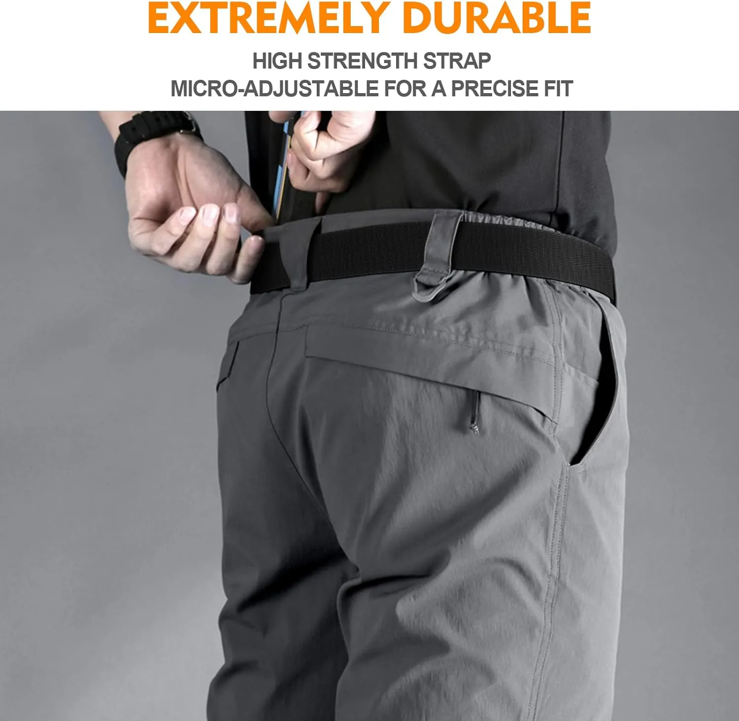 BESTKEE 2 Pack Tactical Belt, Men's Military Stretch Nylon Web Belt for Hiking Work with Heavy-Duty Quick Release Buckle