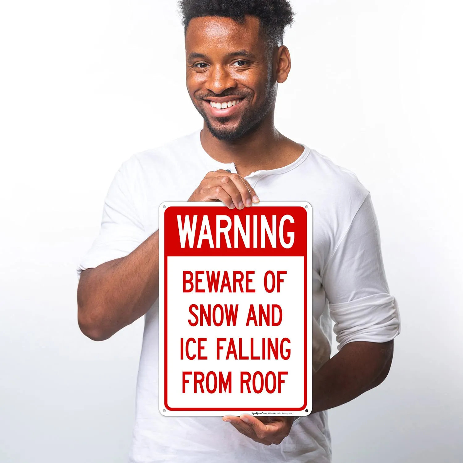 Beware of Snow and Ice Falling from Roof Sign, 10x14 Inches, Rust Free .040 Aluminum, Fade Resistant, Made in USA