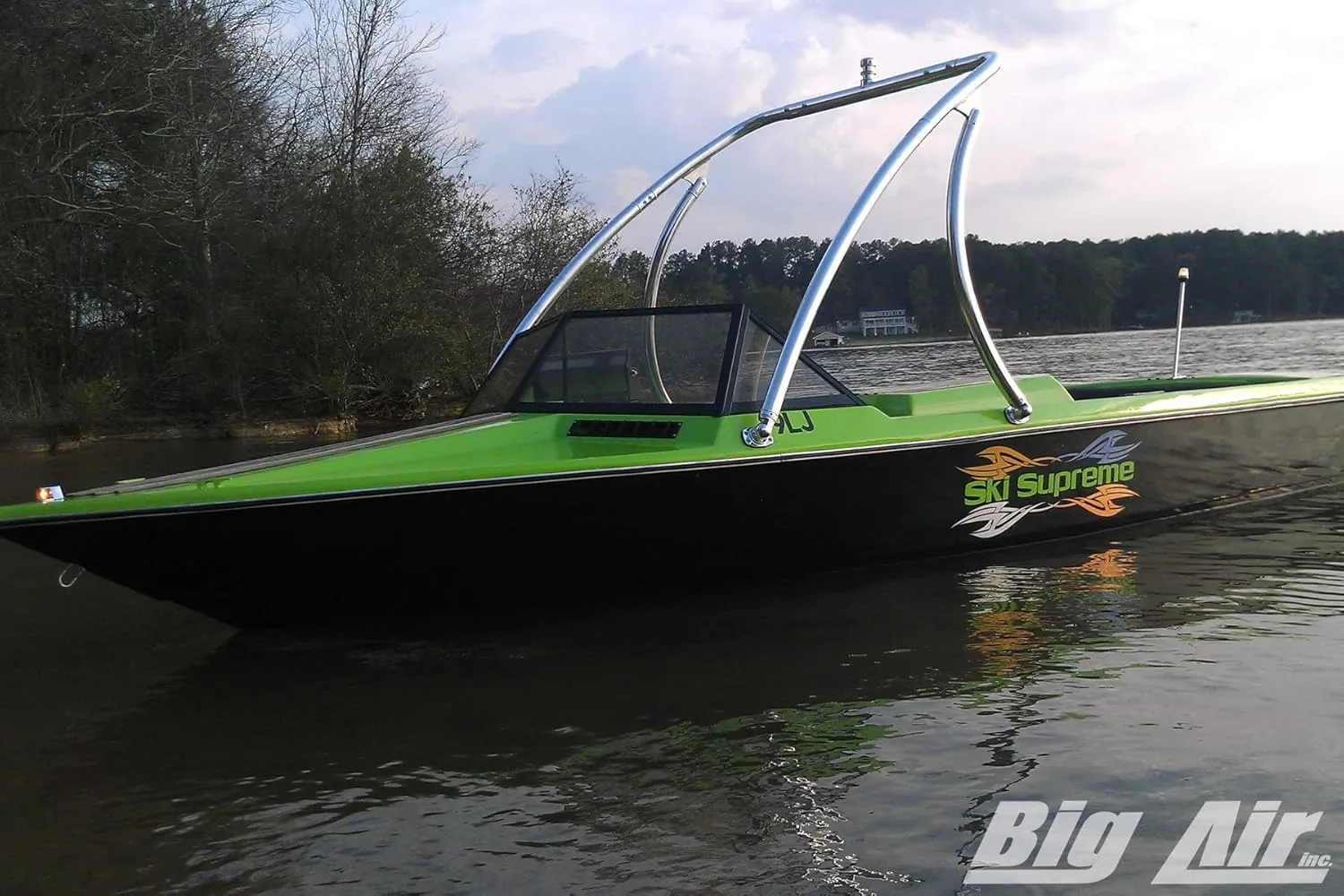Big Air Ice Wakeboard Tower (Polished Aluminium) - Universal, Collapsible Boat Wake Tower - Accommodates 62" - 103" Mounting Width - 16' or Longer Boat Compatible