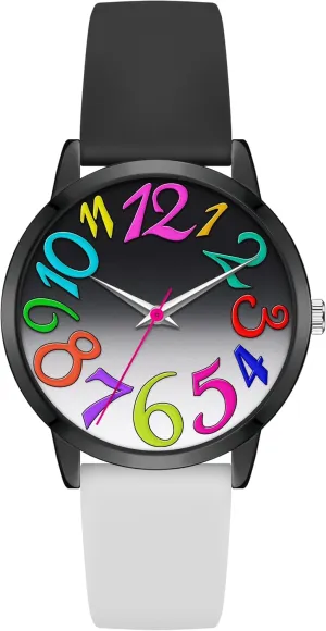 Bisley 37MM Women Watch Patchwork Silicone Watch Big Face Easy to Read Waterproof Watch