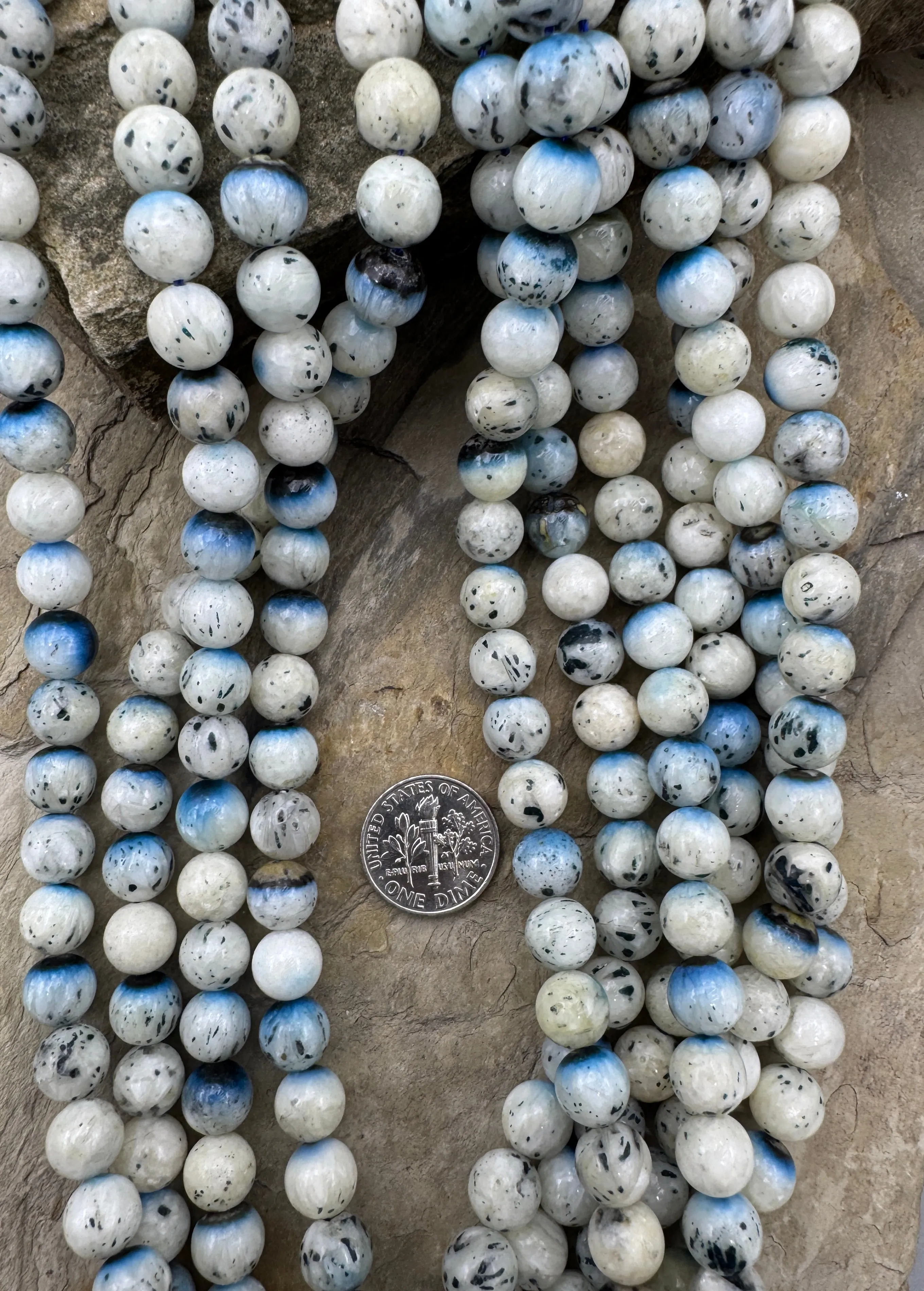 Blue Ice Glacierite (Indonesia) 8mm Round Beads, 16 inch Strand