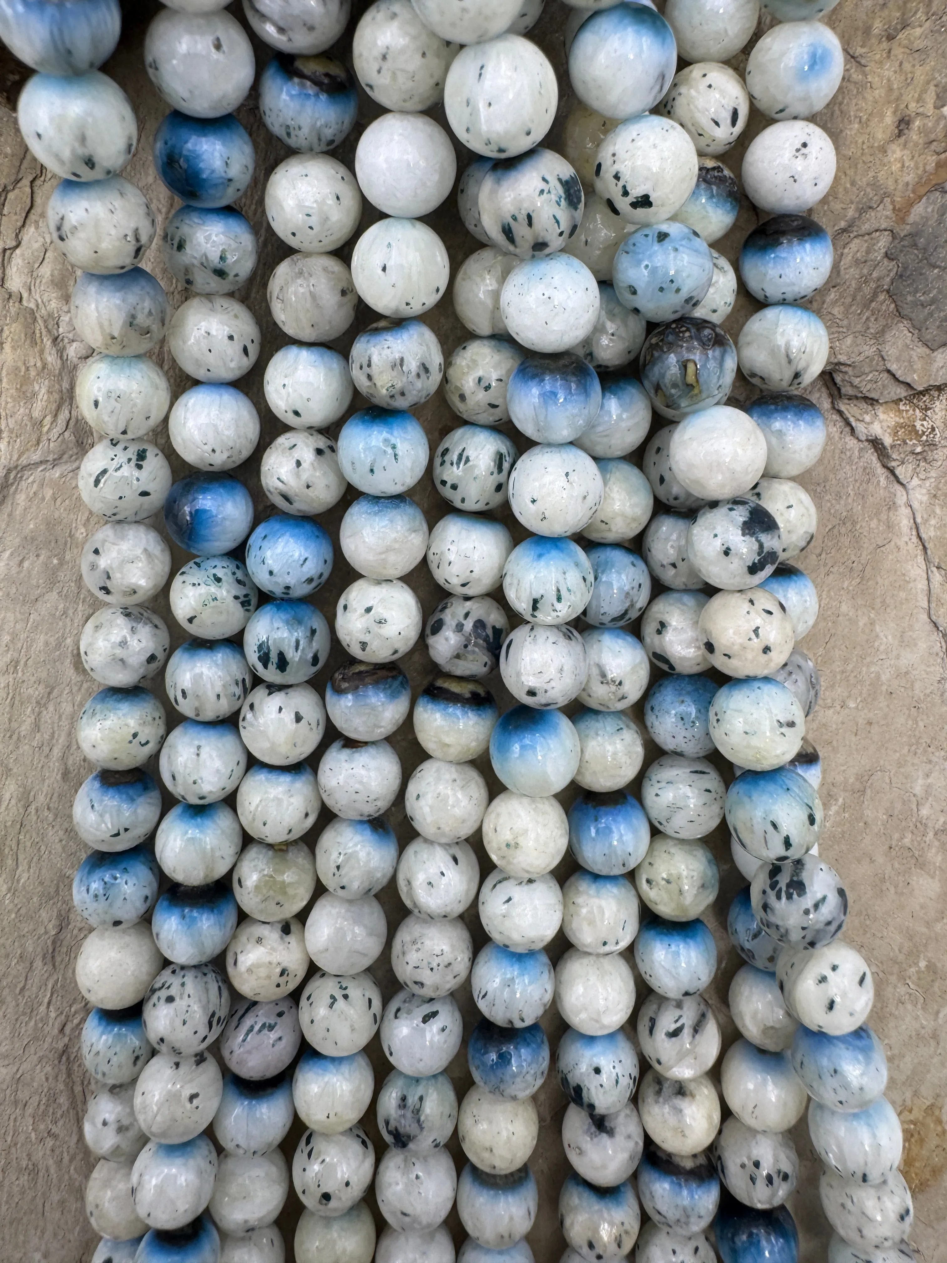 Blue Ice Glacierite (Indonesia) 8mm Round Beads, 16 inch Strand