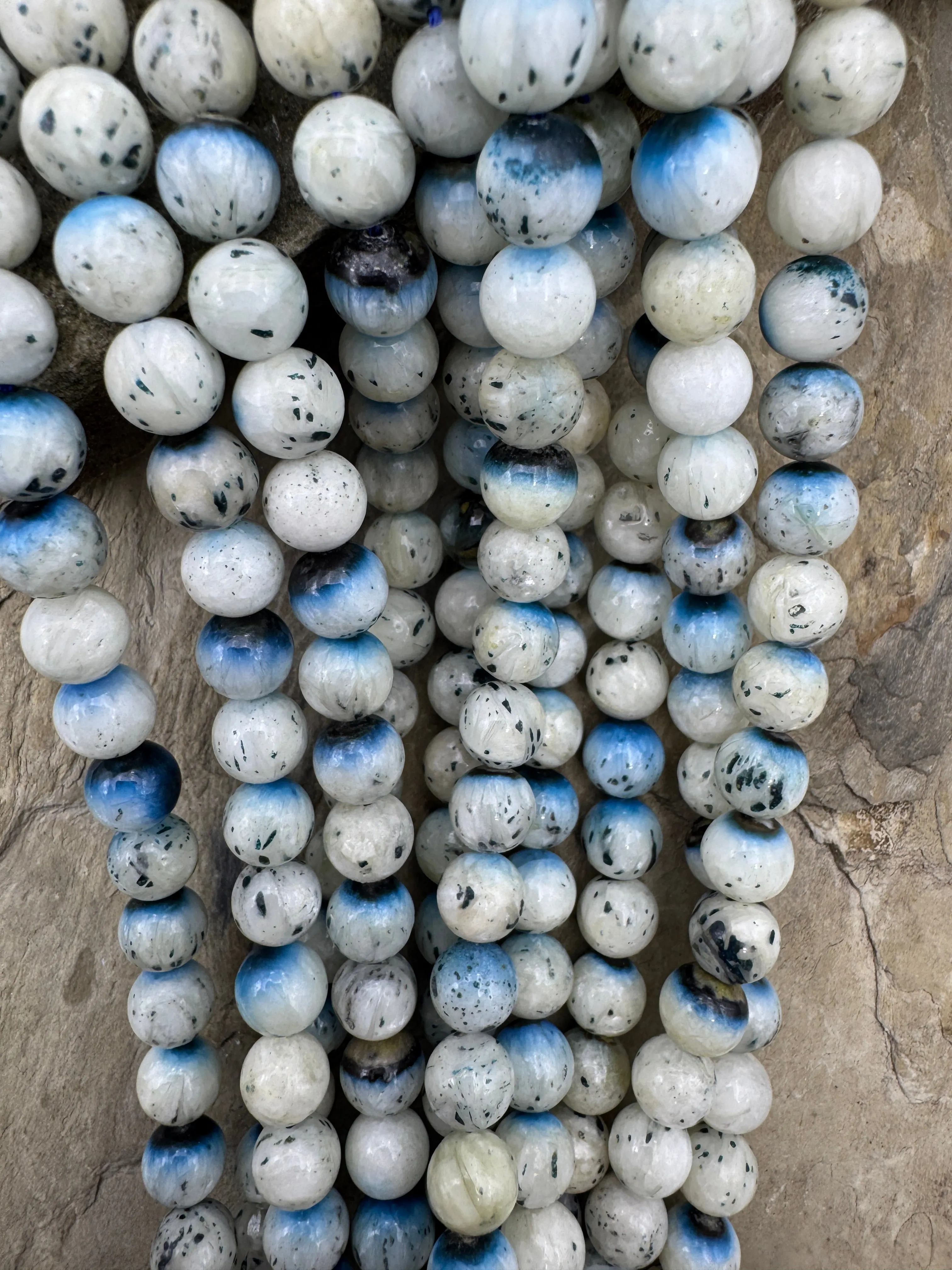 Blue Ice Glacierite (Indonesia) 8mm Round Beads, 16 inch Strand