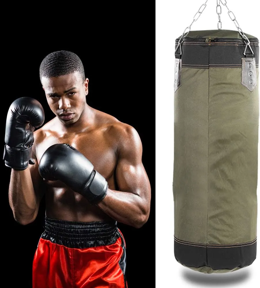 Bnineteenteam Heavy Punching Bag,Training Boxing Bag with Chain for Adults Men Women(Empty)