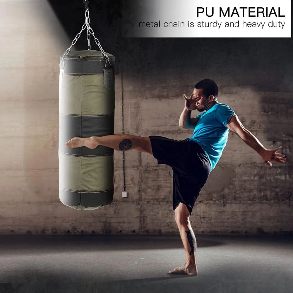 Bnineteenteam Heavy Punching Bag,Training Boxing Bag with Chain for Adults Men Women(Empty)