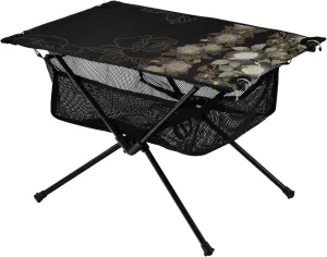 Bolaz Outdoor Folding Portable Picnic Camping Table-Black Sakura Floral Pattern,Storage Mesh for Camping Gear Accessories, Hiking, Mountaineering, Outdoor Travel