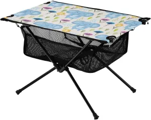 Bolaz Outdoor Folding Portable Picnic Camping Table-Blue Elephant,Storage Mesh for Camping Gear Accessories, Hiking, Mountaineering, Outdoor Travel