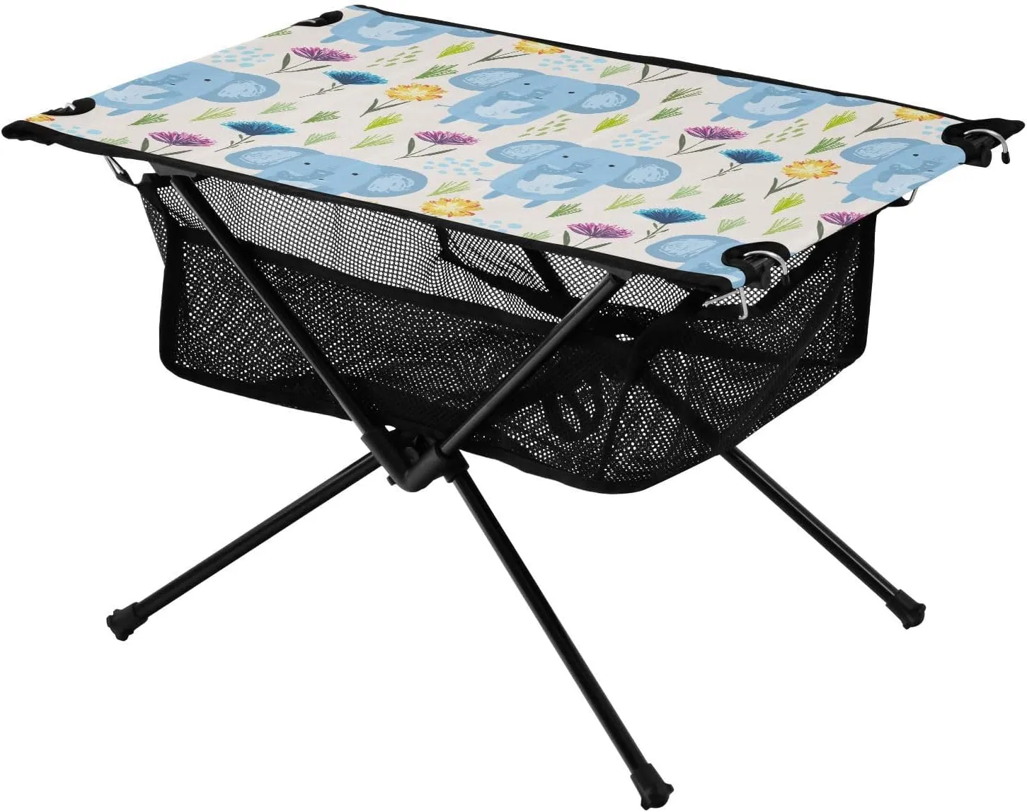 Bolaz Outdoor Folding Portable Picnic Camping Table-Blue Elephant,Storage Mesh for Camping Gear Accessories, Hiking, Mountaineering, Outdoor Travel