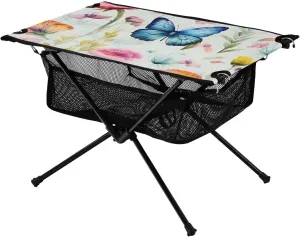 Bolaz Outdoor Folding Portable Picnic Camping Table-Butterfly and Floral,Storage Mesh for Camping Gear Accessories, Hiking, Mountaineering, Outdoor Travel