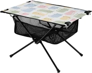 Bolaz Outdoor Folding Portable Picnic Camping Table-Cartoon Kitty Cat Kitten Colorful5,Storage Mesh for Camping Gear Accessories, Hiking, Mountaineering, Outdoor Travel