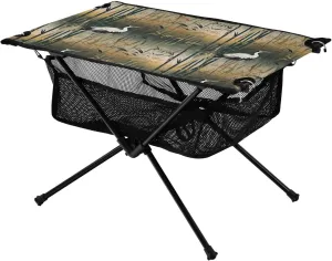 Bolaz Outdoor Folding Portable Picnic Camping Table-Crane and Pine Pattern 2,Storage Mesh for Camping Gear Accessories, Hiking, Mountaineering, Outdoor Travel
