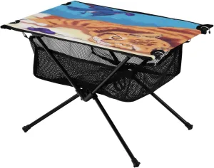 Bolaz Outdoor Folding Portable Picnic Camping Table-Funny Cat Print 2,Storage Mesh for Camping Gear Accessories, Hiking, Mountaineering, Outdoor Travel