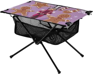 Bolaz Outdoor Folding Portable Picnic Camping Table-Gingerbread Man Purple,Storage Mesh for Camping Gear Accessories, Hiking, Mountaineering, Outdoor Travel