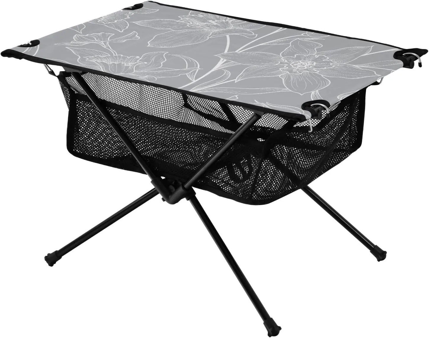 Bolaz Outdoor Folding Portable Picnic Camping Table-Grey Floral pattern10,Storage Mesh for Camping Gear Accessories, Hiking, Mountaineering, Outdoor Travel