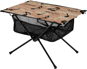 Bolaz Outdoor Folding Portable Picnic Camping Table-Retro Music Notes,Storage Mesh for Camping Gear Accessories, Hiking, Mountaineering, Outdoor Travel