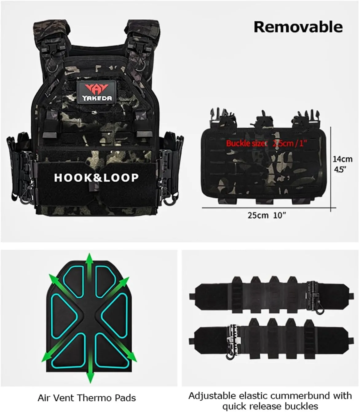BOMTURN Tactical Vest for Men Quick Release Laser-Cutting Modular Vest for Outdoor