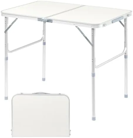 Bonnlo 2.3ft/3ft/4ft/6ft Folding Camping Table with Carry Handle Portable Utility Table for Party Picnic Tailgating Outdoor Patio Garden
