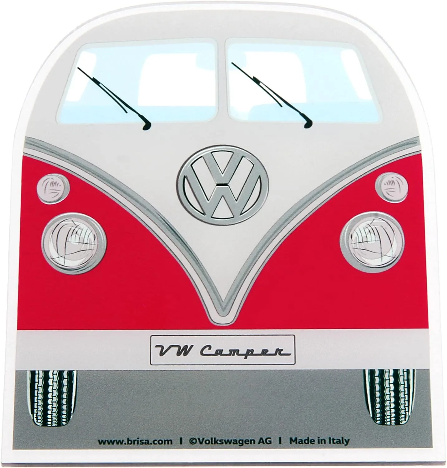 BRISA VW Collection - Volkswagen Polycarbonate Ice Scraper Windshield Scraper Snow Remover Winter Car Accessory in T1 Bus Campervan Design (Front/Red)