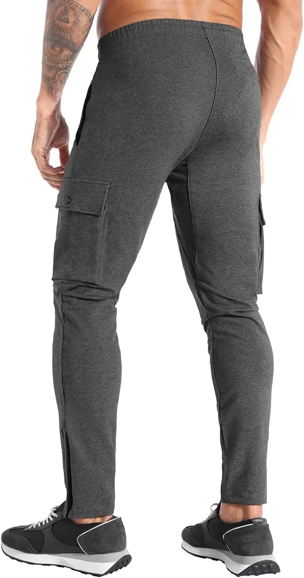 BROKIG Mens Cargo Workout Joggers Pants Tapered Gym Athletic Tactical Slim Sweatpants Men with Pockets