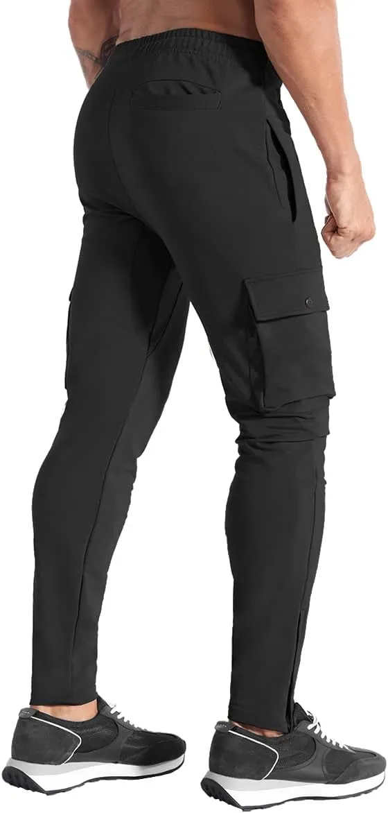BROKIG Mens Cargo Workout Joggers Pants Tapered Gym Athletic Tactical Slim Sweatpants Men with Pockets