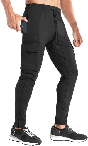 BROKIG Mens Cargo Workout Joggers Pants Tapered Gym Athletic Tactical Slim Sweatpants Men with Pockets