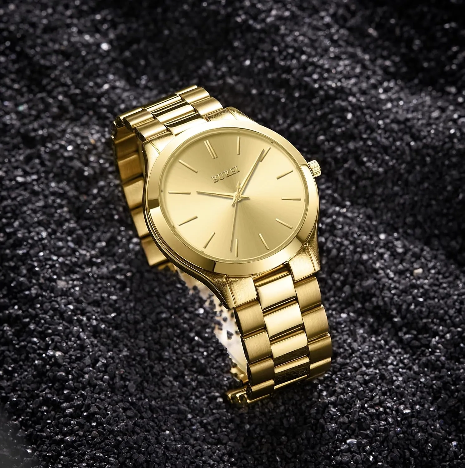 BUREI Men Watches Fashion Stainless Steel Analog Quartz Watches Business Waterproof Wristwatch,Fathers Day Gift for Men