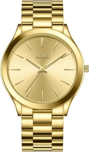 BUREI Men Watches Fashion Stainless Steel Analog Quartz Watches Business Waterproof Wristwatch,Fathers Day Gift for Men