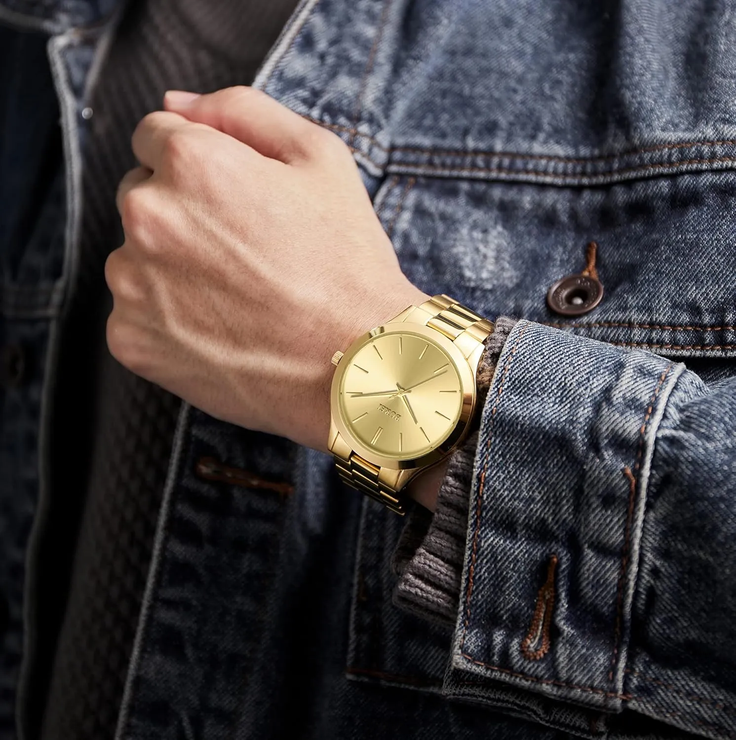 BUREI Men Watches Fashion Stainless Steel Analog Quartz Watches Business Waterproof Wristwatch,Fathers Day Gift for Men