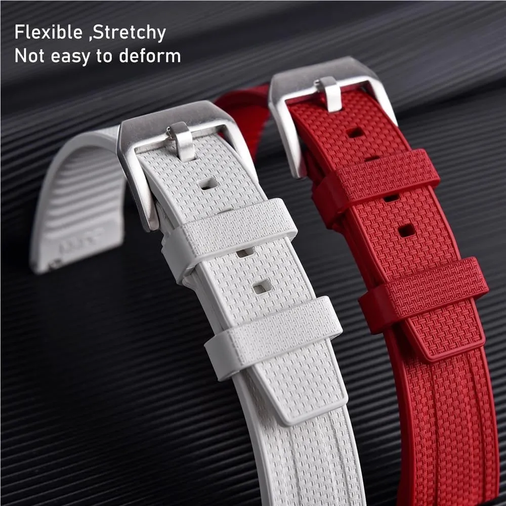 Busluo Fkm Rubber Watch Strap 20mm 22mm Watch Band Fluororubber Fit for Traditional Diving Watch Accessories