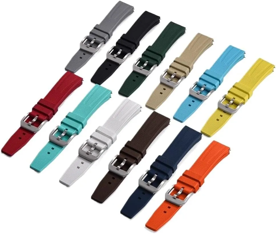 Busluo Fkm Rubber Watch Strap 20mm 22mm Watch Band Fluororubber Fit for Traditional Diving Watch Accessories