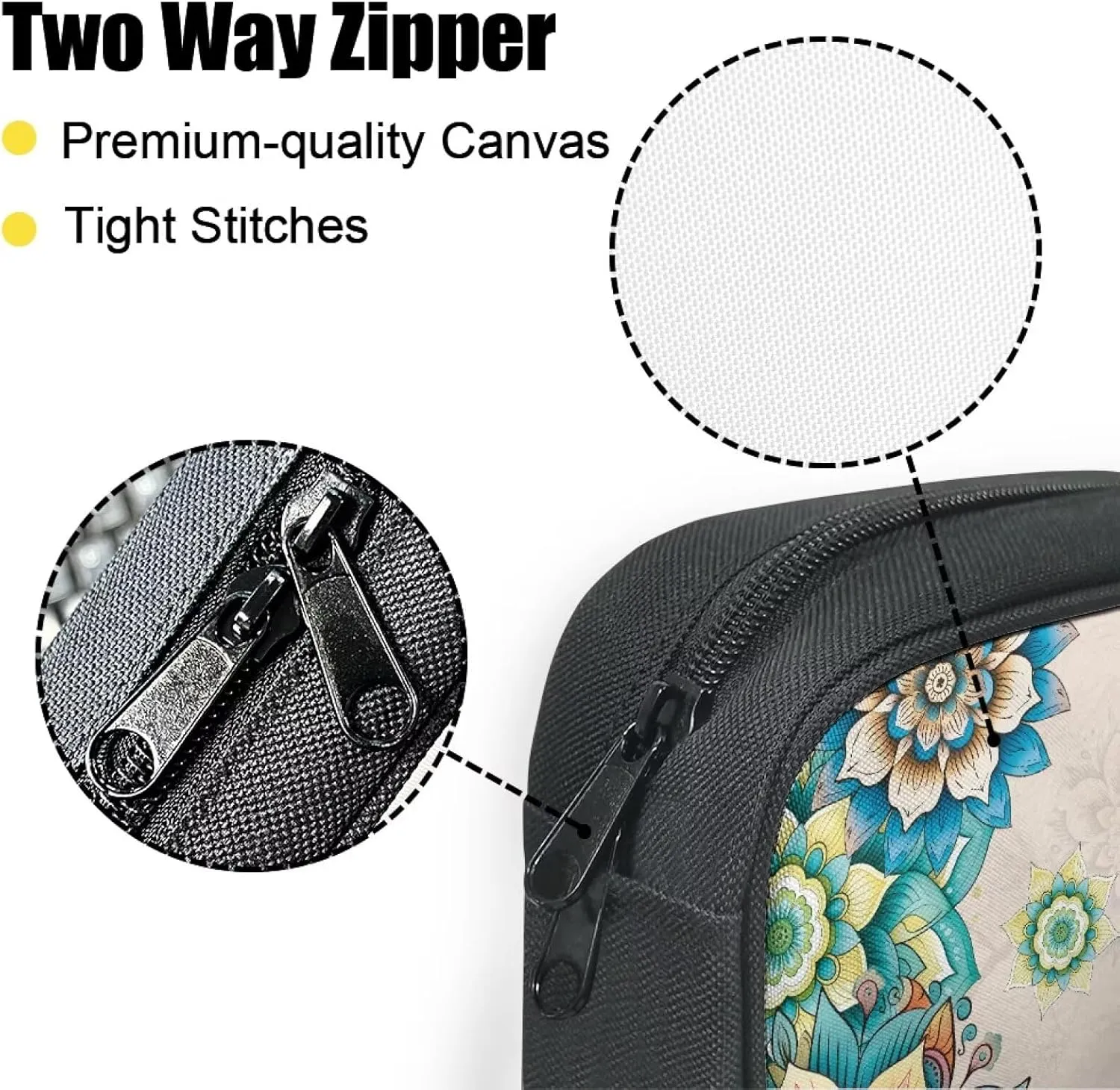Butterfly Print Bible Cover Bible Case for Women Black Canvas Portable Zipper Bible Case with Built-in Pocket Handle