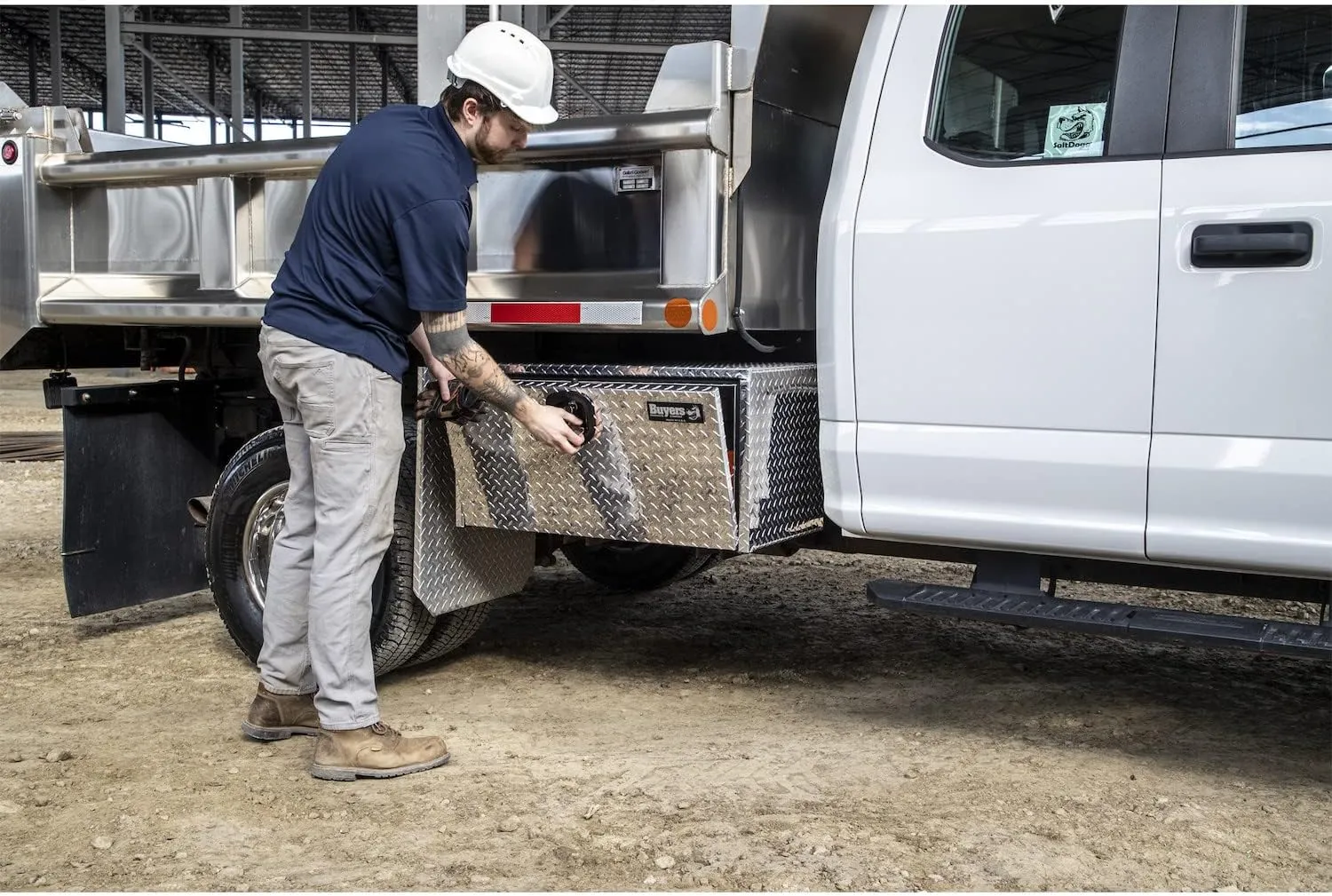 Buyers Products 1705103 Diamond Tread Aluminum Underbody Truck Tool Box W/Compression Latch, 18 x 18 x 30 Inch, Made in the USA, Truck Box For Storage & Organization, Durable Job Box for Truck