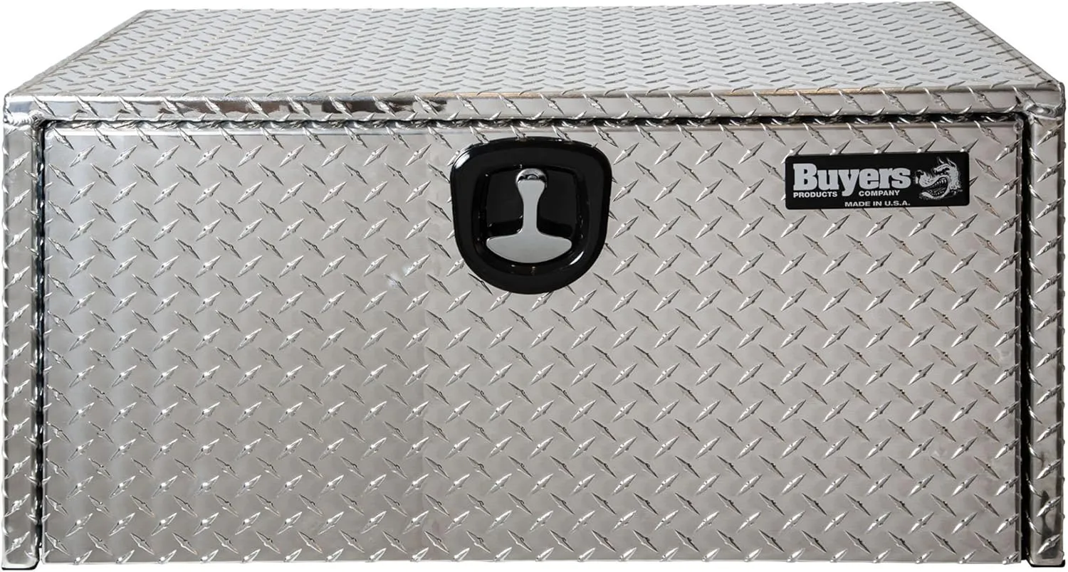 Buyers Products 1705103 Diamond Tread Aluminum Underbody Truck Tool Box W/Compression Latch, 18 x 18 x 30 Inch, Made in the USA, Truck Box For Storage & Organization, Durable Job Box for Truck