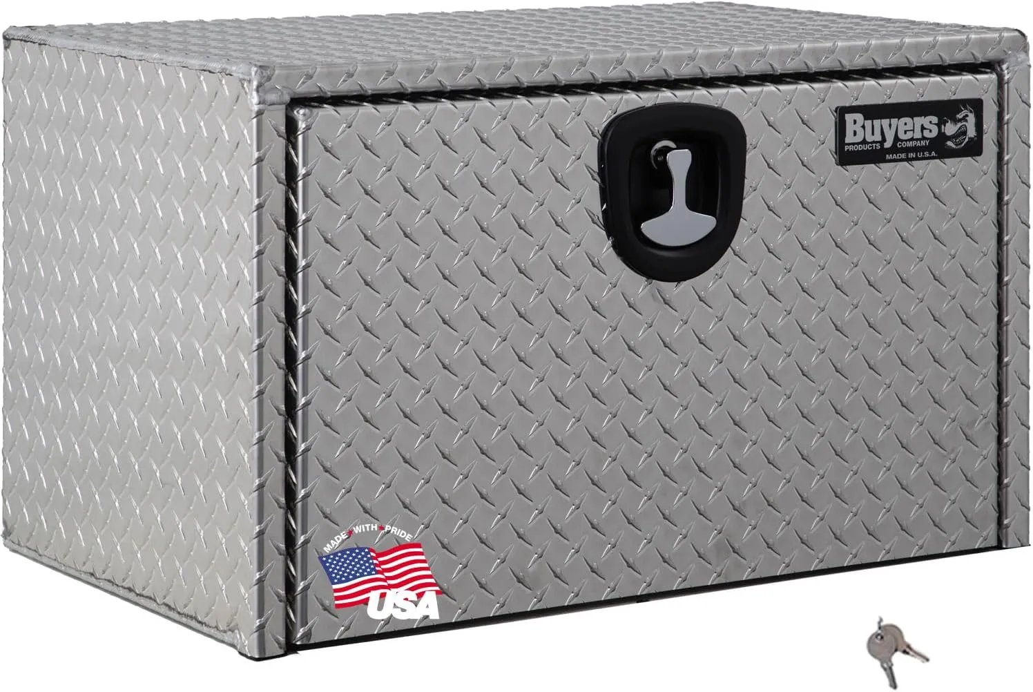 Buyers Products 1705103 Diamond Tread Aluminum Underbody Truck Tool Box W/Compression Latch, 18 x 18 x 30 Inch, Made in the USA, Truck Box For Storage & Organization, Durable Job Box for Truck