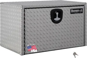 Buyers Products 1705103 Diamond Tread Aluminum Underbody Truck Tool Box W/Compression Latch, 18 x 18 x 30 Inch, Made in the USA, Truck Box For Storage & Organization, Durable Job Box for Truck