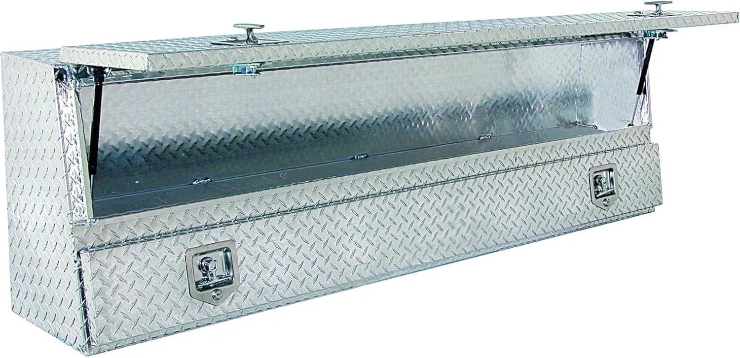 Buyers Products 1705650 Silver Aluminum Diamond Tread Contractor Truck Box With Lockable T-Handle Latch And One Lower Compartment, 88 x 21 x 13.5 Inch, Truck Tool Box For Storage And Organization