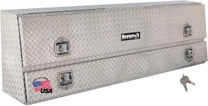 Buyers Products 1705650 Silver Aluminum Diamond Tread Contractor Truck Box With Lockable T-Handle Latch And One Lower Compartment, 88 x 21 x 13.5 Inch, Truck Tool Box For Storage And Organization