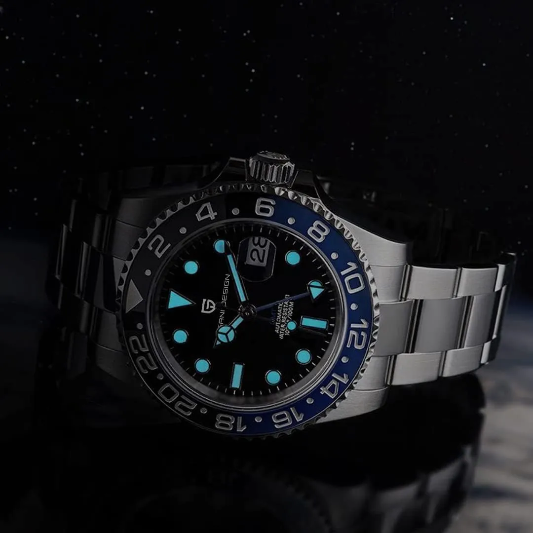 BY BENYAR Pagani Design Men's Watches GMT Automatic Watch for Men Sapphire Glass Fashion Business Stainless Steel 100M Waterproof Men's Wrist Watches PD-1662
