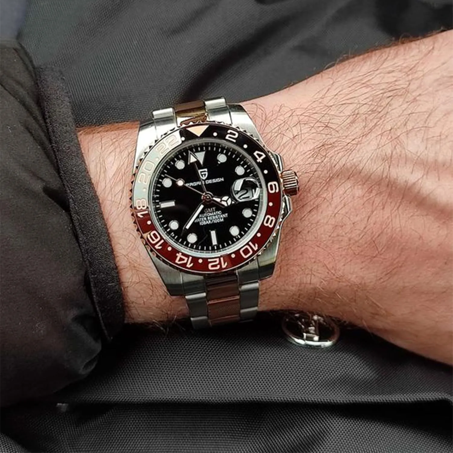 BY BENYAR Pagani Design Men's Watches GMT Automatic Watch for Men Sapphire Glass Fashion Business Stainless Steel 100M Waterproof Men's Wrist Watches PD-1662