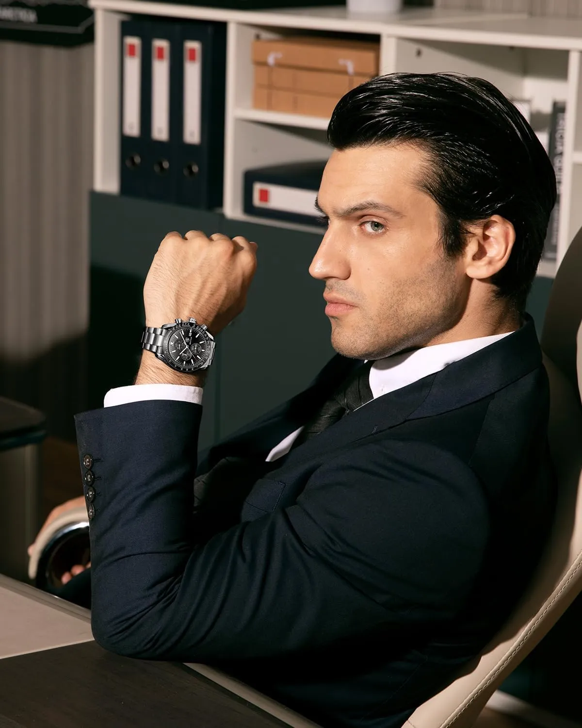 BY BENYAR Watch for Men Analog Quartz Chronograph Waterproof Luminous Designer Mens Wrist Watches Business Work Sport Casual Dress Watch with Silicone Strap Elegant Gifts for Men