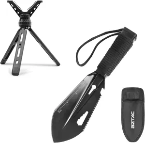 BZTAC Portable Shooting Tripod and Mini Hand Shovel Small Camping Shovel Portable Backpacking Trowel