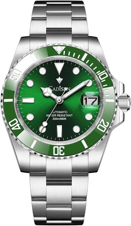 CADISEN Men’s Automatic Watch Mechanical GMT Stainless Steel Band Waterproof Casual Watches for Men