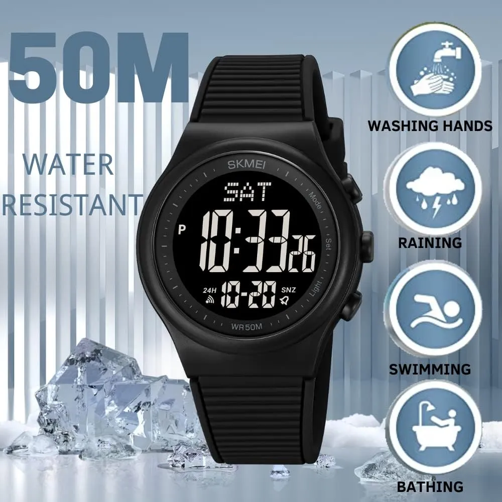 CakCity Digital Watch for Women Waterproof Stopwatch Sports Watches for Mens and Womens Unisex Outdoor Rubber Strap Multifunction Wristwatch with Luminous Display