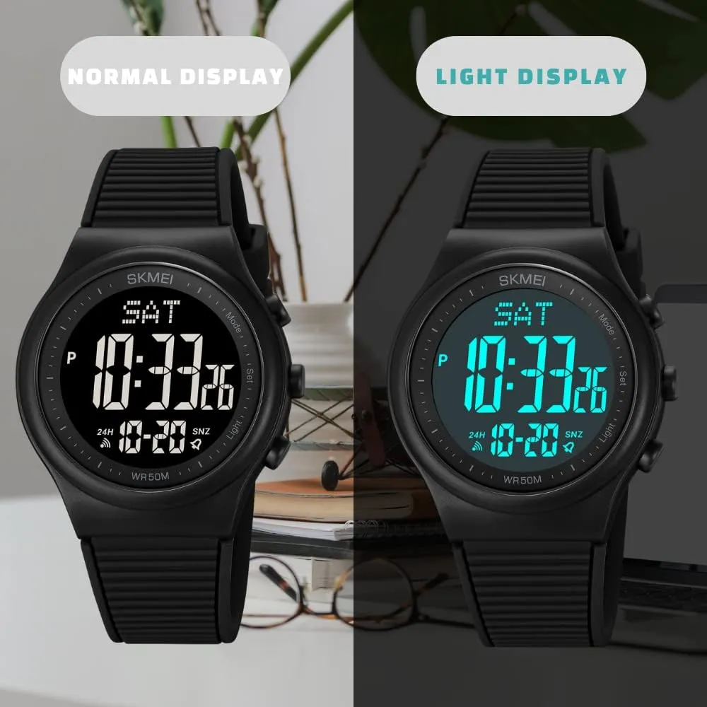 CakCity Digital Watch for Women Waterproof Stopwatch Sports Watches for Mens and Womens Unisex Outdoor Rubber Strap Multifunction Wristwatch with Luminous Display