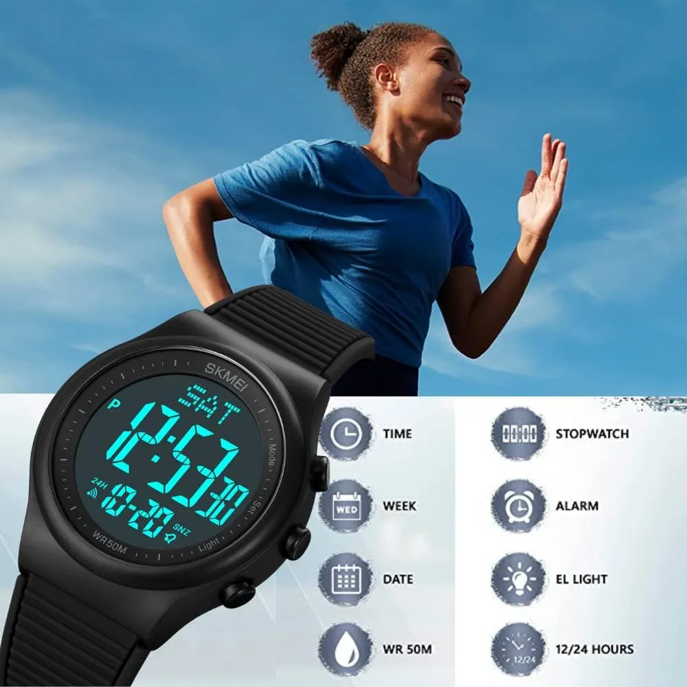 CakCity Digital Watch for Women Waterproof Stopwatch Sports Watches for Mens and Womens Unisex Outdoor Rubber Strap Multifunction Wristwatch with Luminous Display